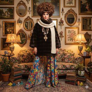 Kate Spade Brown Sweater Faux Fur Coat with Oversized Turtleneck, Pockets Small